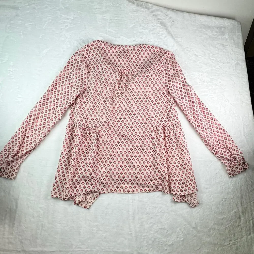 Maeve Pink floral Laiken Henley Tunic Top Sz 6 Flowy Boho Cottagecore - Picture 6 of 9